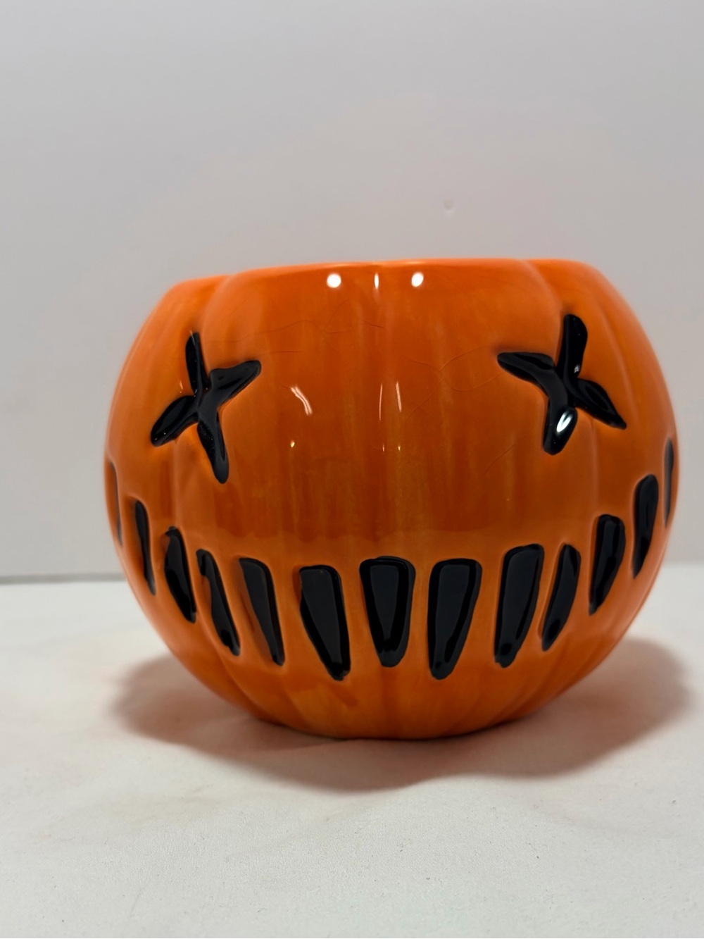 Spirit Halloween Orange Ceramic Pumpkin Candy Dish or Mug